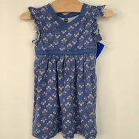 Size 2: Tea Blue Flower Ruffled Sleeve Dress