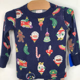 Size 2 (85): Hanna Andersson Blue Santa Holiday 2pc Pjs