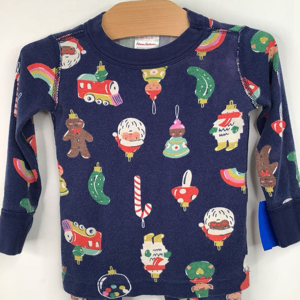 Size 2 (85): Hanna Andersson Blue Santa Holiday 2pc Pjs