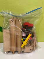 2 Gallon Bag Of Assorted Wooden Trains/Tracks/Accessories