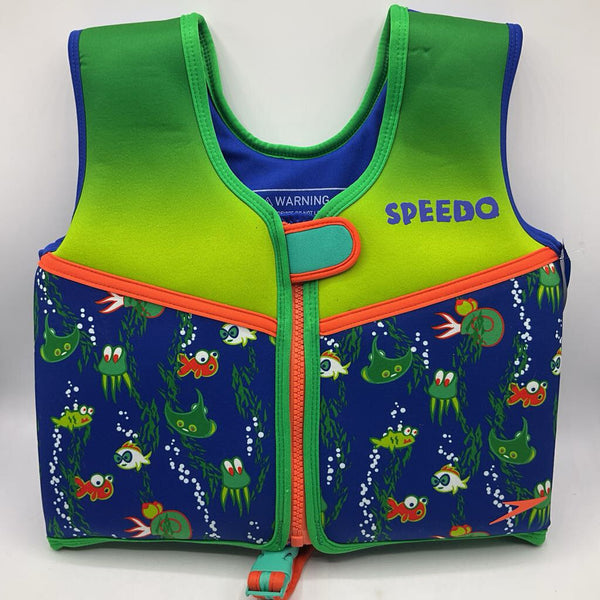 Size 4-6: Speedo 45-60lbs Blue Fish Print Life Jacket
