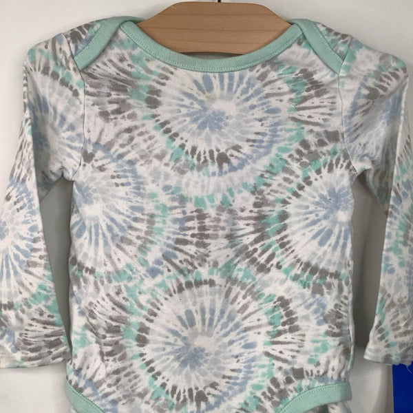 Size 12-18M: Land's End Mint Green Tie-Dye Long Sleeve 2pc PJs