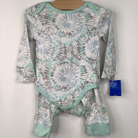 Size 12-18M: Land's End Mint Green Tie-Dye Long Sleeve 2pc PJs