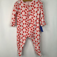 Size 6-12m: Old Navy Pink Red Heart Long Sleeve Footed 1pc Pjs