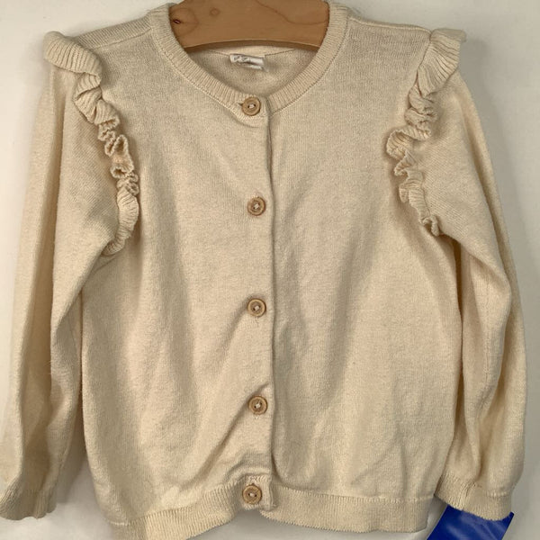 Size 12m: H&M Creme Button Up Ruffled long Sleeve Sweater