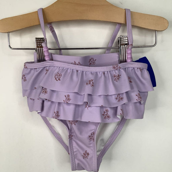 Size 2: Cotton Kids Lavender Ruffled Top 2pc Swim Suit