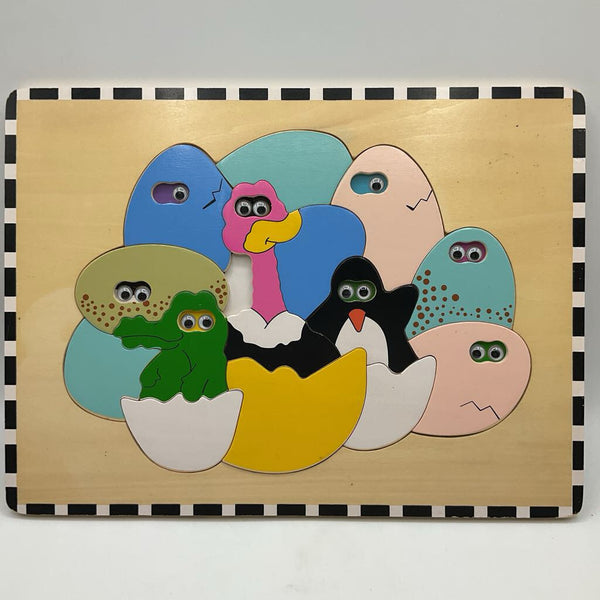 Jean Westcott Wooden Two Layer Animals Googly Eyes Puzzle
