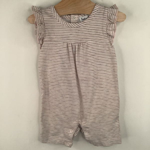 Size 3-6m: Splendid Pink Grey Striped Shorty Romper