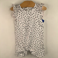 Size 3-6m: Splendid Grey White Polkadot Shorty Romper