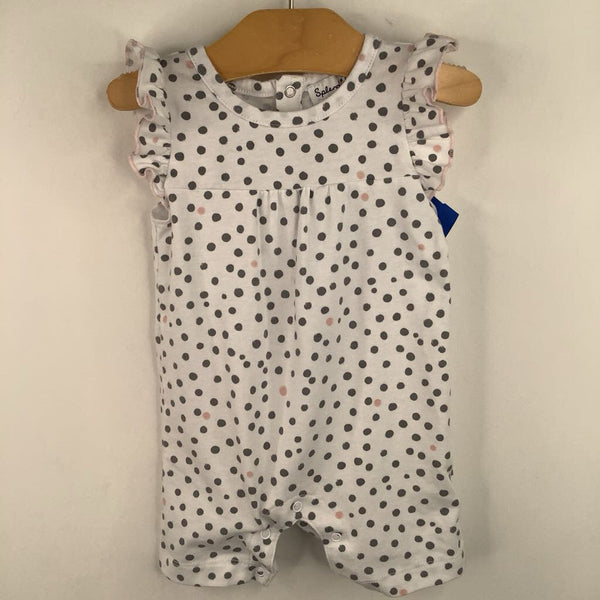 Size 3-6m: Splendid Grey White Polkadot Shorty Romper