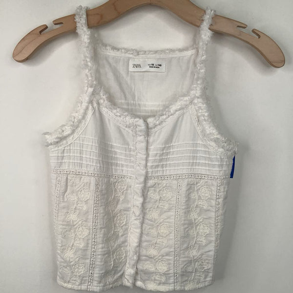 Size 10: Zara White Fluffy Tank Top