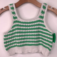 Size 11-12: Zara Green/White Knitted Tank Crop Top