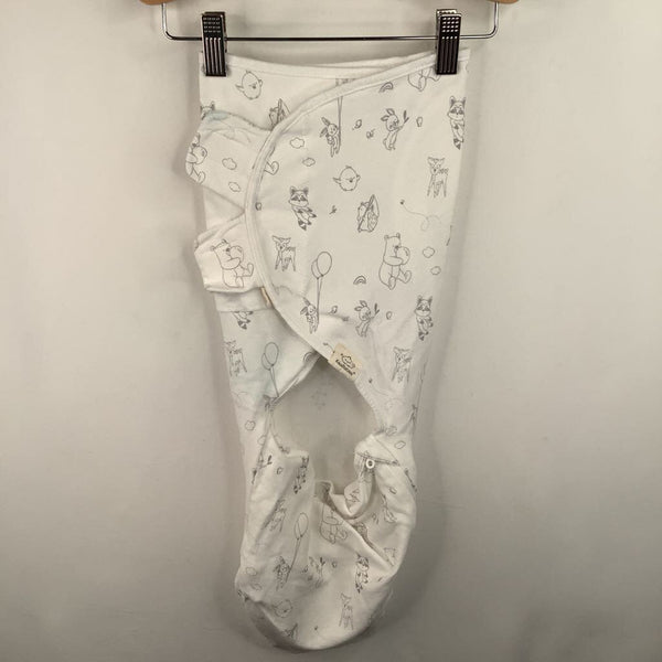 Size L (3-6m): KeaBabies White Grey Woodland Animals Swaddle Sleepsack