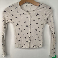 Size 8-10: H&M: White/Black Floral Long Sleeve Shirt