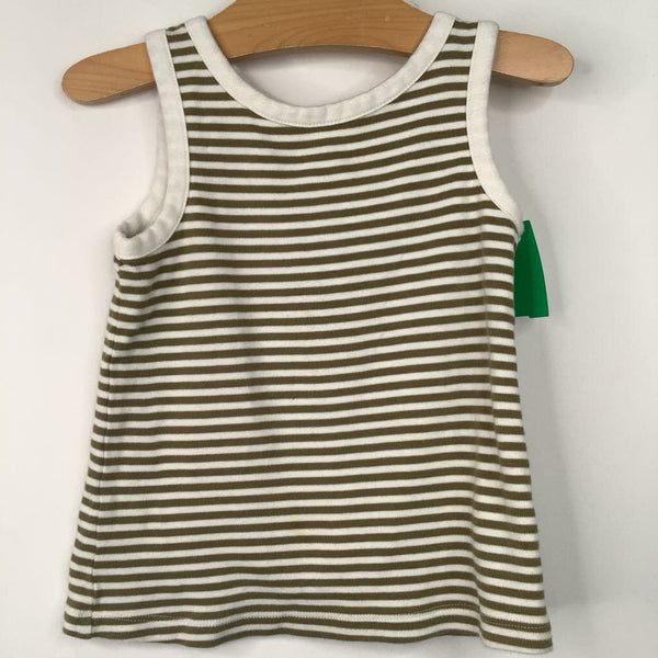 Size 4: Colored Organics White/Green Striped Tank Top
