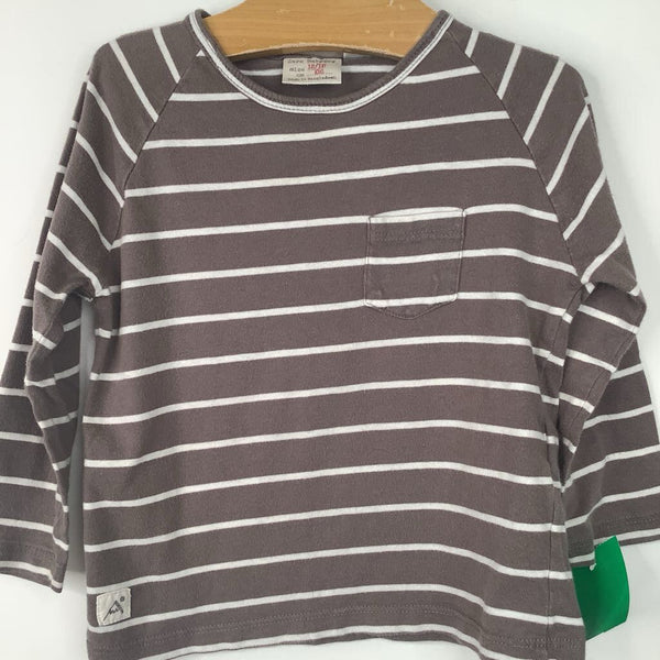 Size 12-18m: Zara Brown/White Striped Long Sleeve Shirt