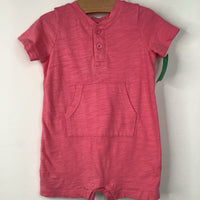 Size 12-18m: Primary Pink Short Sleeve Short Romper