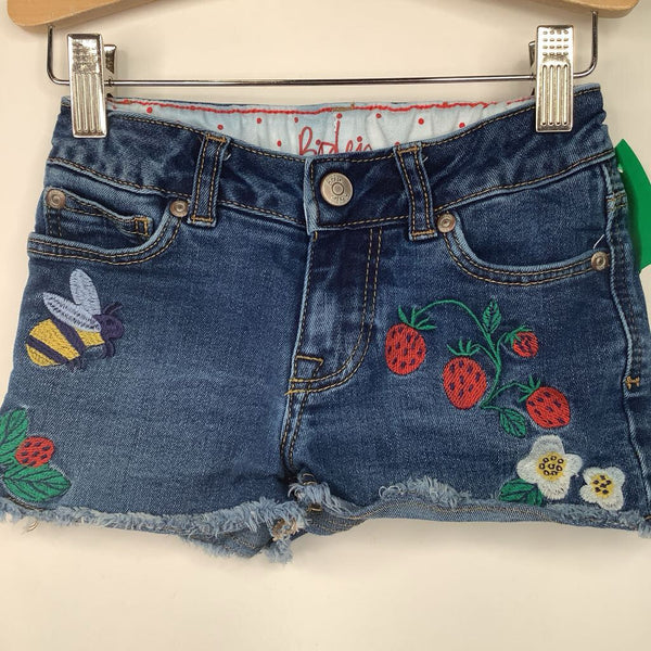 Size 6: Boden Blue Strawberry Embroidered Jean Shorts