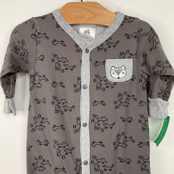 Size 3-6m: Just Born Grey Fox Print 1pc Footy PJs