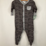 Size 3-6m: Just Born Grey Fox Print 1pc Footy PJs