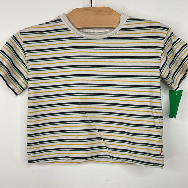 Size 2: White/Blue/Yellow Striped T-Shirt