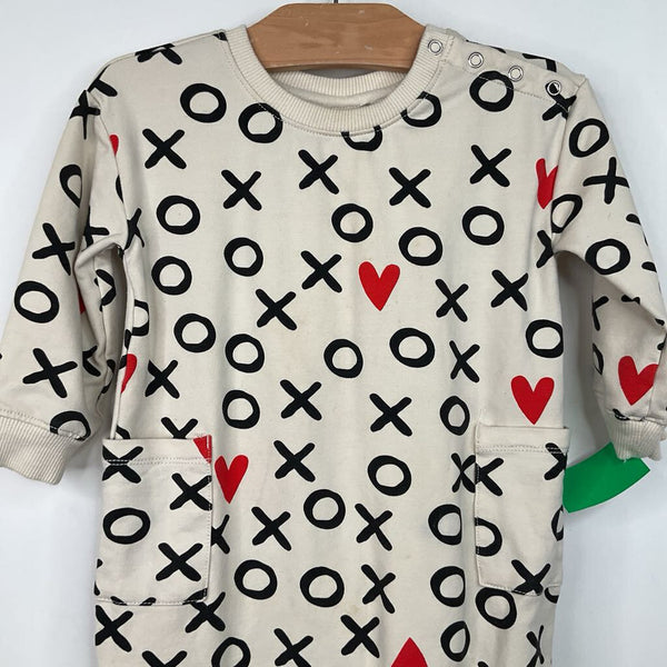 Size 2 (85): Hanna Andersson Creme "XoXo" Long Sleeve Cozy Romper