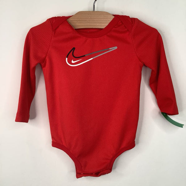 Size 18m: Nike Red Textured Long Sleeve Onesie