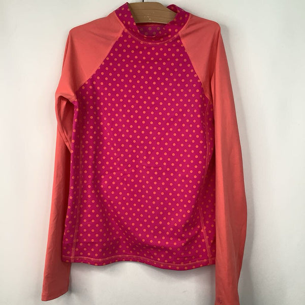 Size 10-12: Lands End Pink/Orange Long Sleeve Swim Shirt