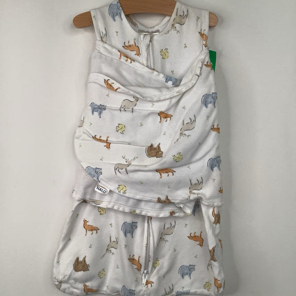 Size NB: Halo White/Colorful Animals Swaddle Sleepsack