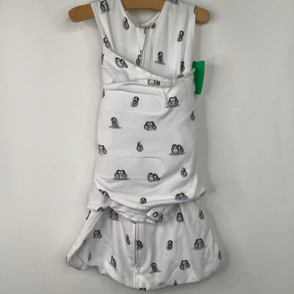 Size NB: Halo White Penguin Print Swaddle Sleepsack