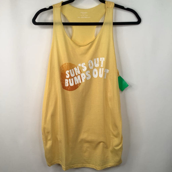 Size XS: Motherhood Yellow "Suns Out Bumps Out" Tank Top