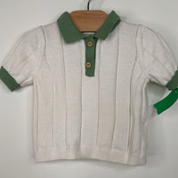 Size 6m: H&M: White/Green Knitted Collared T-Shirt
