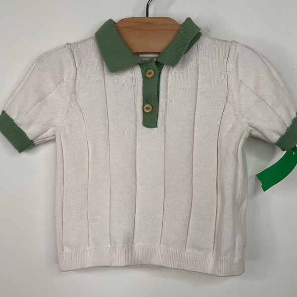 Size 6m: H&M: White/Green Knitted Collared T-Shirt