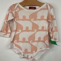 Size 3-6m: Milkbarn Pink/White Elephants Long Sleeve Onesie