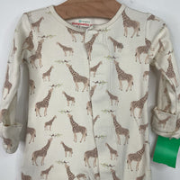 Size 0-3m: Magnetic Me Creme Giraffe Print 1pc Footy PJs