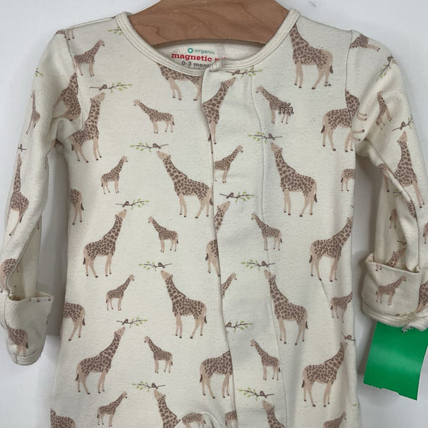 Size 0-3m: Magnetic Me Creme Giraffe Print 1pc Footy PJs