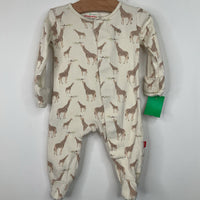 Size 0-3m: Magnetic Me Creme Giraffe Print 1pc Footy PJs