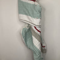 Size S/M: Aden + Anais Blue/White/Grey Striped Swaddle