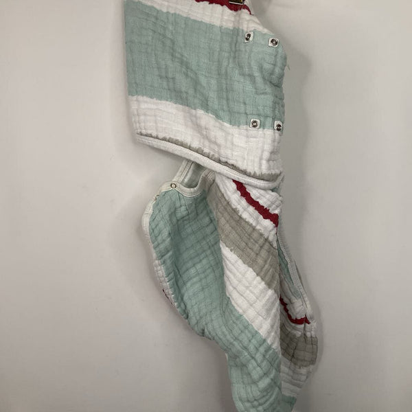 Size S/M: Aden + Anais Blue/White/Grey Striped Swaddle