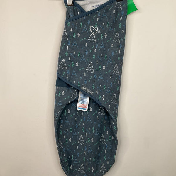 Size M: Swaddle Me Grey/Blue/Green Mountains Swaddle