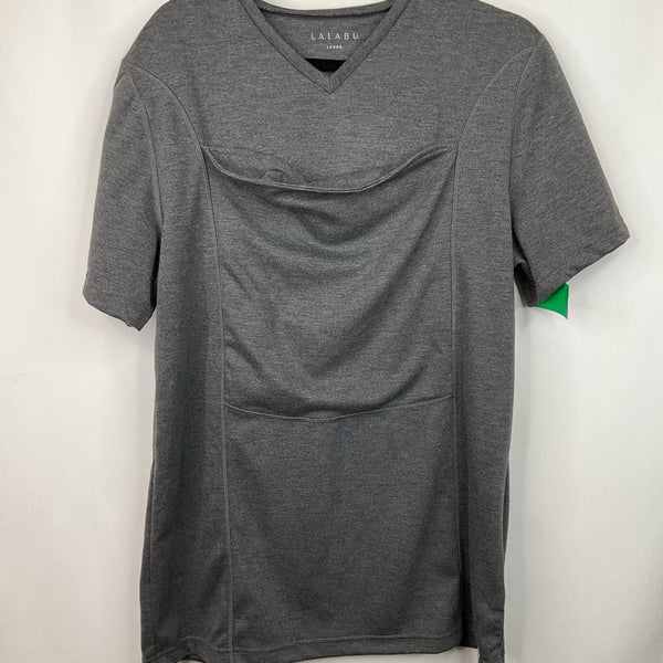 Size L: Lalabu Grey Baby Pouch T-Shirt
