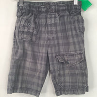 Size 8: Tea Grey Plaid Capri Shorts