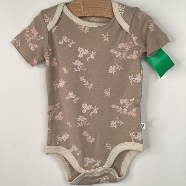 Size 3-6m: Burt's Bees Brown/Pink Flowers Onesie NEW
