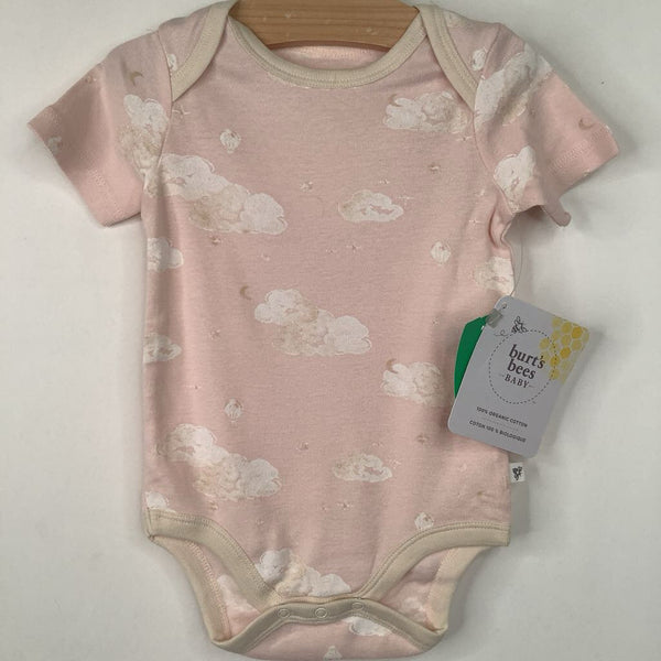 Size 3-6m: Burt's Bees Pink/White Cloud Onesie NEW W/ TAG