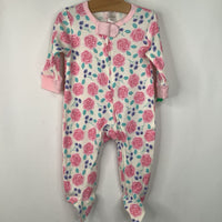 Size 3-6m- Touched By Nature White/Pink Flowers Footy PJs NEW