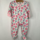 Size 3-6m- Touched By Nature White/Pink Flowers Footy PJs NEW