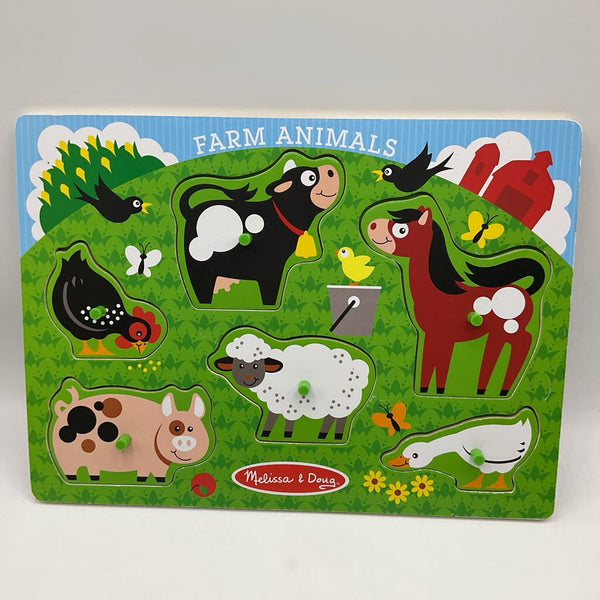 Melissa & Doug Farm Animals Wooden Peg Puzzle