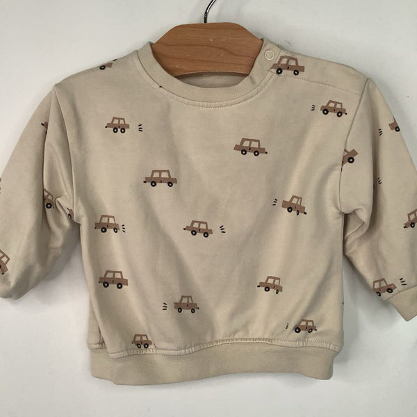 Size 3-6m: Quincy Mae Tan Cars Sweater