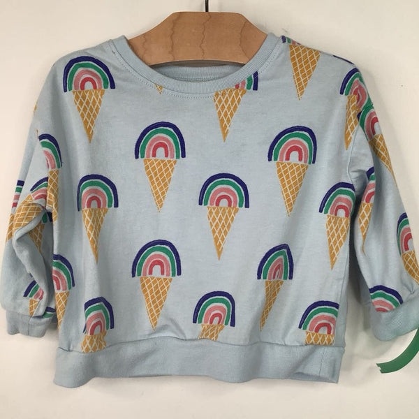 Size 6-9m: Tea Blue/Rainbow Ice-cream Cone Long Sleeve Shirt