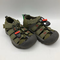Size 9: Keens Green Toggle/Velcro Strap Sandals